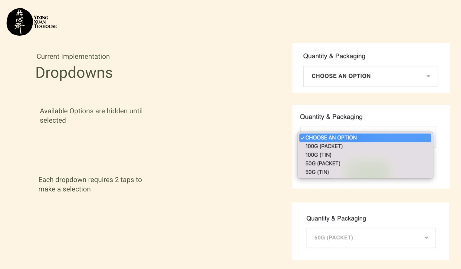 Dropdown option selector